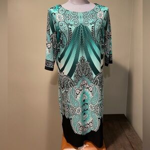Blue + Black Patterned Sandra Darren Dress